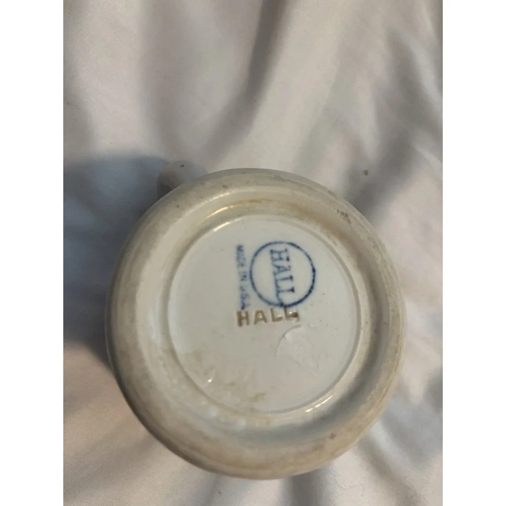 Hall China Shaving Mug Vintage Mid Century White Ceramic Barber Cup 3.5in